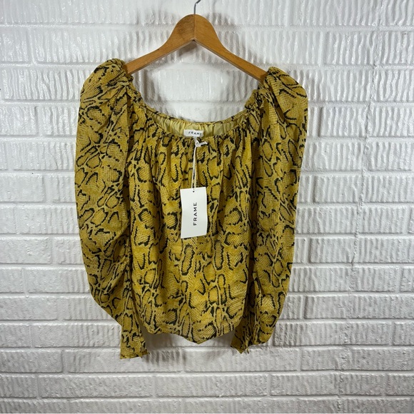 FRAME Off-The-Shoulder Billow Top Python Medium NWT - Picture 2 of 6